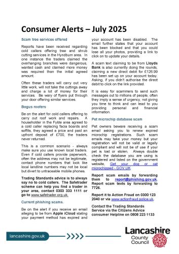 Consumer Alerts July 2025